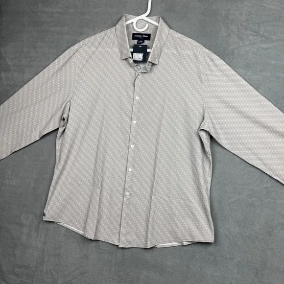 Mizzen+Main Leeward Performance Shirt XXL Trim No Tuck Grey Geometric 1WS-1903